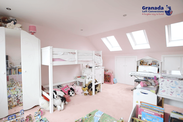 childrens bedroom with velux windows